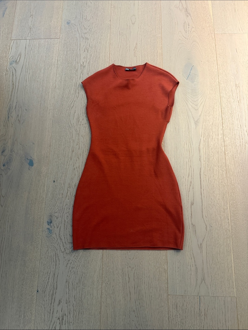 Zara Fitted Mini Dress in Rust Orange